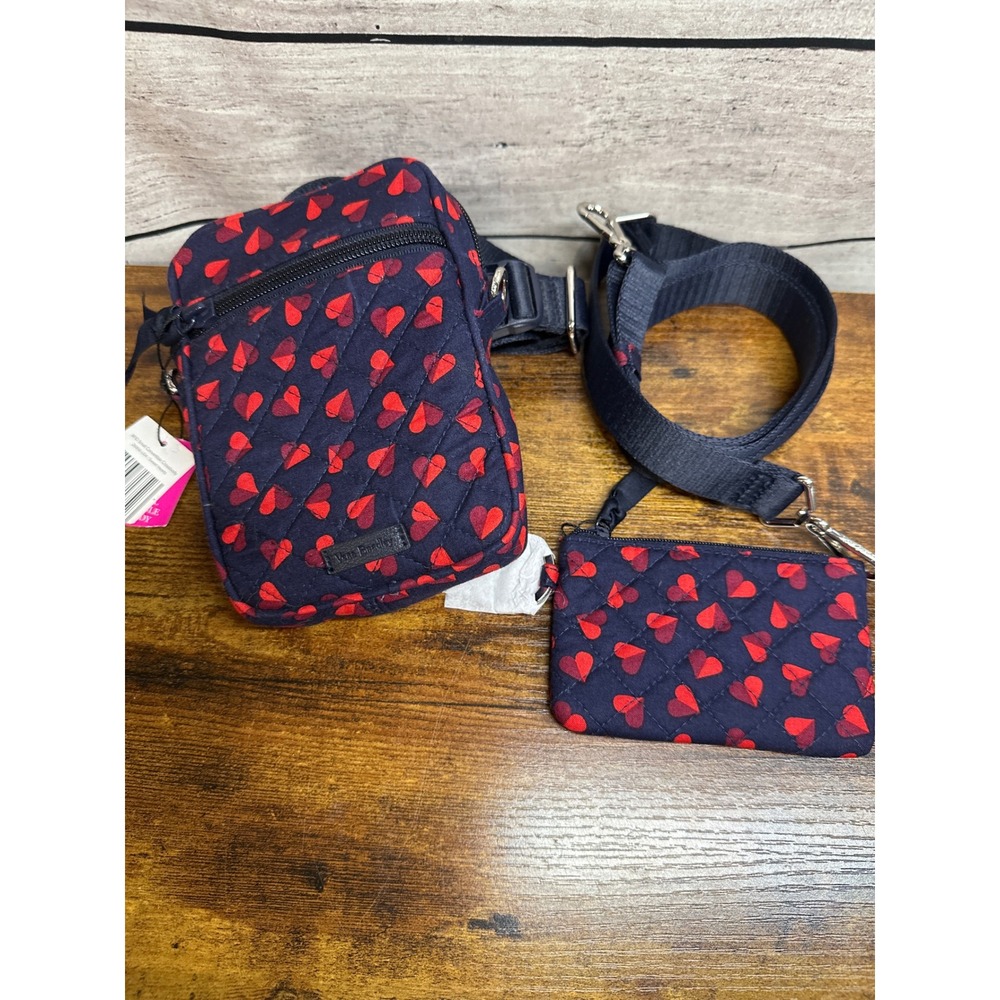 NWT RFID Vera Bradley Small Convertible Crossbody Purse and ID Case Sweet Hearts